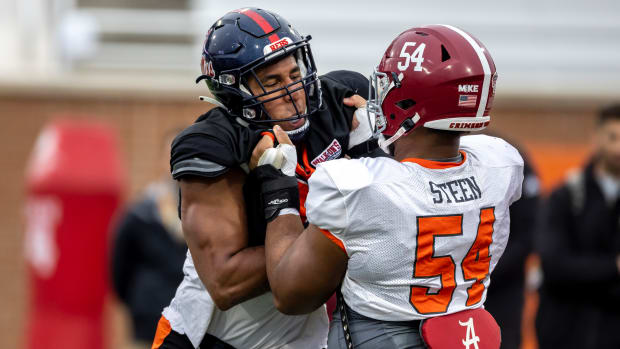 Alabama OT Tyler Steen during Reese's Senior Bowl practice